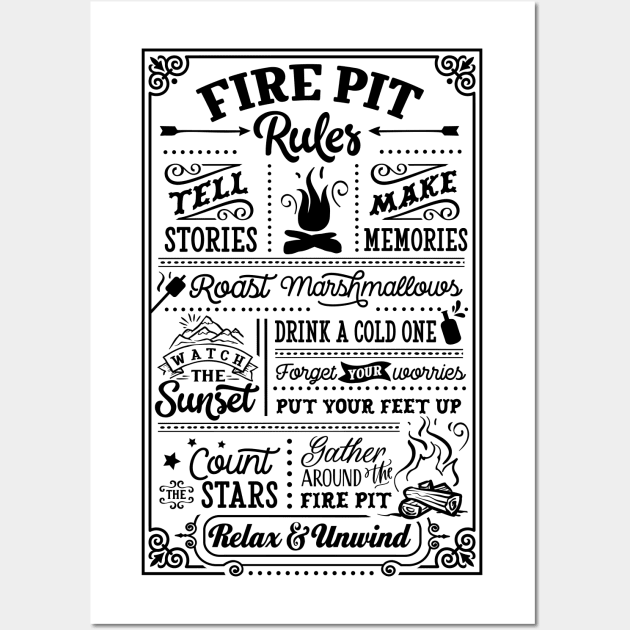 Fire Pit Rules Wall Art by Myartstor 